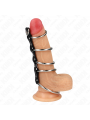 KINK - 5 ANELLI PER PENE IN METALLO DA 3,2 CM A 5 CM COLLEGATI DA PELLE