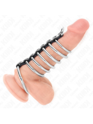 KINK - 7 ANELLI PER PENE IN METALLO DA 3,2 CM A 5 CM COLLEGATI DA PELLE