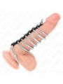 KINK - 7 ANELLI PER PENE IN METALLO DA 3,2 CM A 5 CM COLLEGATI DA PELLE