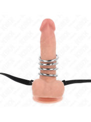 KINK - 5 ANELLI PER PENE DA 3,8 CM A 5 CM METALLO CON CINTURA IN PELLE 112 CM