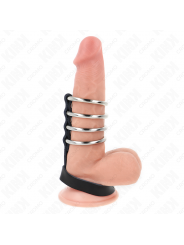 KINK - 4 ANELLI PER PENE IN METALLO DA 3,8 CM COLLEGATI CON CINTURINO IN PELLE DA 22 X 1,5 CM E CHIUSURA A PRESSIONE