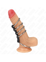 KINK - 5 ANELLI PER PENE DA 3,7 CM A 5 CM METALLO COLLEGATI DA PELLE