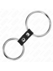 KINK - DOPPIO ANELLO PER PENE IN METALLO DA 3,7 CM A 5 CM COLLEGATO CON CINTURINO IN PELLE MODELLO 2