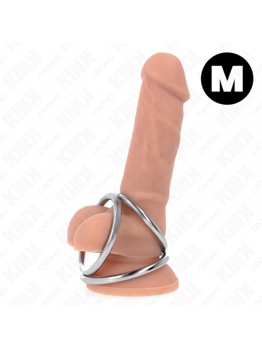 KINK - ANELLO PER PENE IN METALLO CROMATO TRIPLO DA 3,8 CM A 5 CM MODELLO 2