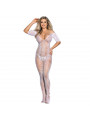 SUBBLIME - 951818 BODYSTOCKING A RETE SENZA CAVALLO CON MOTIVO ROSE BIANCHE TAGLIA UNICA