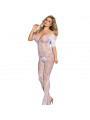 SUBBLIME - 951818 BODYSTOCKING A RETE SENZA CAVALLO CON MOTIVO ROSE BIANCHE TAGLIA UNICA