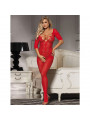 SUBBLIME - 951825 BODYSTOCKING A RETE SENZA CAVALLO CON MOTIVO ROSE ROSSE TAGLIA UNICA