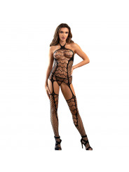 SUBBLIME - 952105 BODYSTOCKING A RETE SENZA CAVALLO CON SCOLLO A CAPPUCCIO E SCHIENA APERTA NERO TAGLIA UNICA