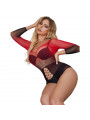 SUBBLIME - 952259 BODYSTOCKING ELASTICO A RETE MANICA LUNGA SFUMATO ROSSO E NERO TAGLIA UNICA