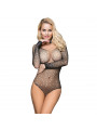 SUBBLIME - 952297 BODYSTOCKING A RETE LUCIDA CON SPALLE SCOPERTE MANICA LUNGA NERO TAGLIA UNICA