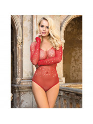 SUBBLIME - 952303 BODYSTOCKING LUCIDO CON SPALLE SCOPERTE MANICA LUNGA ROSSO TAGLIA UNICA