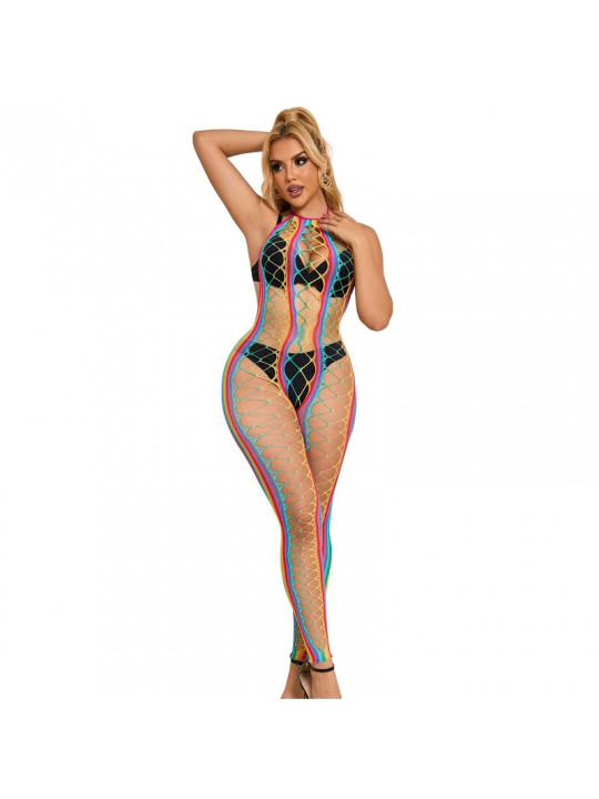 SUBBLIME - 952358 BODYSTOCKING A RETE CON COLLO ALTO ARCOBALENO TAGLIA UNICA