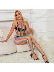 SUBBLIME - 952358 BODYSTOCKING A RETE CON COLLO ALTO ARCOBALENO TAGLIA UNICA