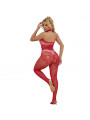 SUBBLIME - 952372 BODYSTOCKING A RETE E PIZZO SENZA CAVALLO CON COLLO ALTO ROSSO TAGLIA UNICA