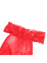 SUBBLIME - 952372 BODYSTOCKING A RETE E PIZZO SENZA CAVALLO CON COLLO ALTO ROSSO TAGLIA UNICA