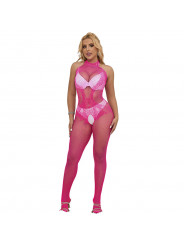 SUBBLIME - 952389 BODYSTOCKING A RETE E PIZZO SENZA CAVALLO CON COLLO ALTO ROSA TAGLIA UNICA