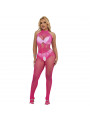 SUBBLIME - 952389 BODYSTOCKING A RETE E PIZZO SENZA CAVALLO CON COLLO ALTO ROSA TAGLIA UNICA