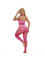 SUBBLIME - 952389 BODYSTOCKING A RETE E PIZZO SENZA CAVALLO CON COLLO ALTO ROSA TAGLIA UNICA