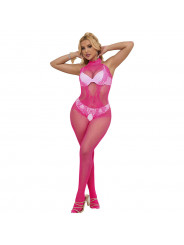 SUBBLIME - 952389 BODYSTOCKING A RETE E PIZZO SENZA CAVALLO CON COLLO ALTO ROSA TAGLIA UNICA