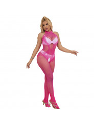 SUBBLIME - 952389 BODYSTOCKING A RETE E PIZZO SENZA CAVALLO CON COLLO ALTO ROSA TAGLIA UNICA