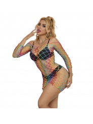 SUBBLIME - 952426 BODYSTOCKING A RETE MANICA LUNGA ARCOBALENO TAGLIA UNICA