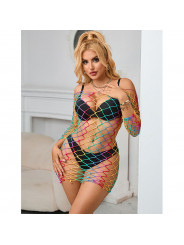 SUBBLIME - 952426 BODYSTOCKING A RETE MANICA LUNGA ARCOBALENO TAGLIA UNICA