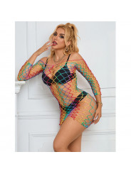 SUBBLIME - 952426 BODYSTOCKING A RETE MANICA LUNGA ARCOBALENO TAGLIA UNICA