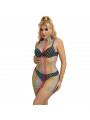 SUBBLIME - 952433 BODYSTOCKING A RETE SENZA MANICHE COLLO ALTO ARCOBALENO TAGLIA UNICA