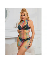 SUBBLIME - 952433 BODYSTOCKING A RETE SENZA MANICHE COLLO ALTO ARCOBALENO TAGLIA UNICA