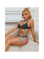 SUBBLIME - 952433 BODYSTOCKING A RETE SENZA MANICHE COLLO ALTO ARCOBALENO TAGLIA UNICA