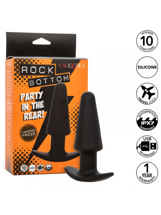 CALEXOTICS - ROCK BOTTOM TAPPO ANALE CONICO 10 VIBRAZIONI SILICONE NERO