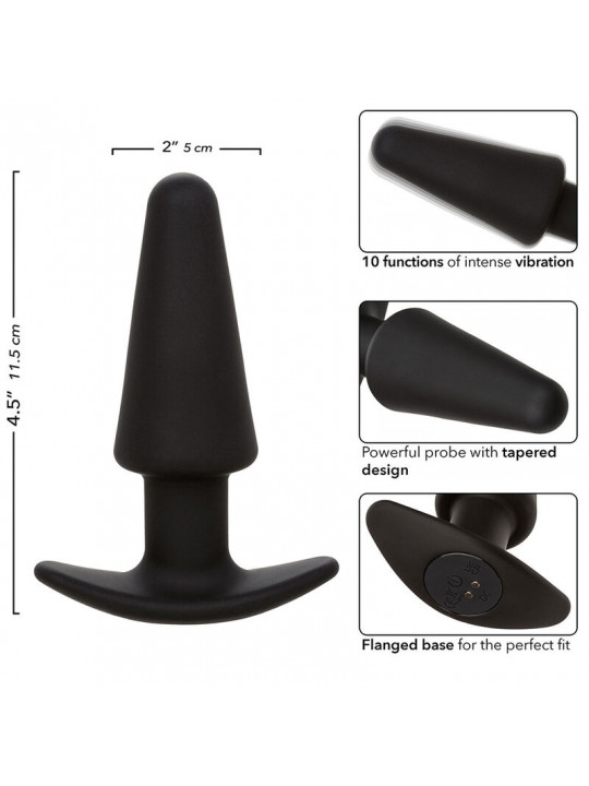 CALEXOTICS - ROCK BOTTOM TAPPO ANALE CONICO 10 VIBRAZIONI SILICONE NERO