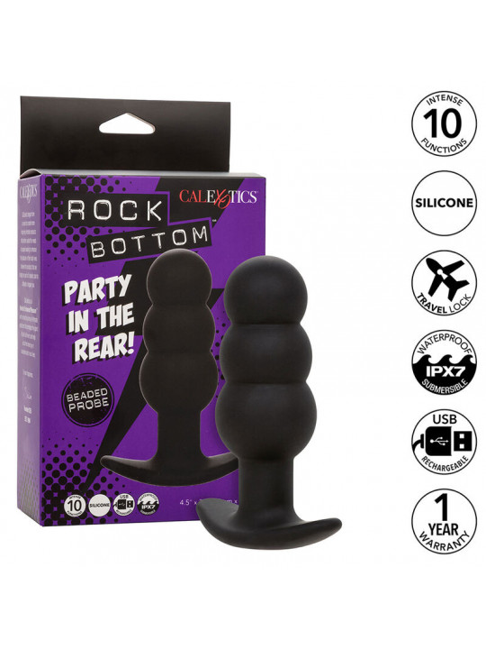 CALEXOTICS - ROCK BOTTOM PERLINE TAPPO ANALE 10 VIBRAZIONI SILICONE NERO