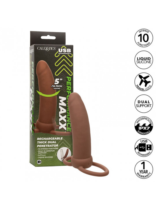 CALEXOTICS - MAXX THICK DUAL PENETRATOR 10 VIBRAZIONI MARRONE