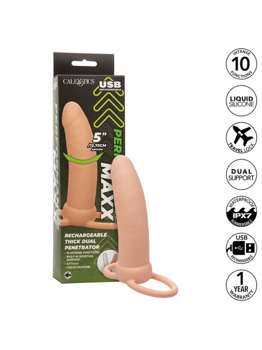 CALEXOTICS - MAXX THICK DUAL PENETRATOR 10 VIBRAZIONI CARNE