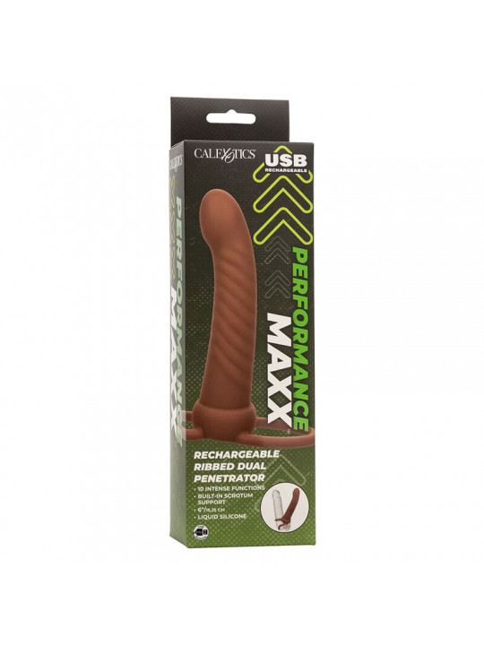 CALEXOTICS - MAXX RIBBED DUAL PENETRATOR 10 VIBRAZIONI MARRONE