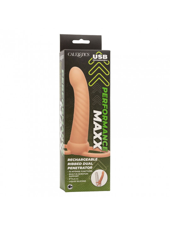 CALEXOTICS - MAXX RIBBED DUAL PENETRATOR 10 VIBRAZIONI CARNE