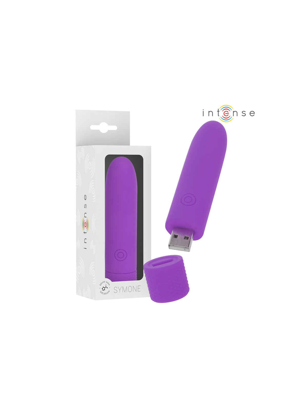 INTENSE - SYMONE BULLET VIBRANTE RICARICABILE USB 8 VIBRAZIONI VIOLA 10 X 2,2 CM