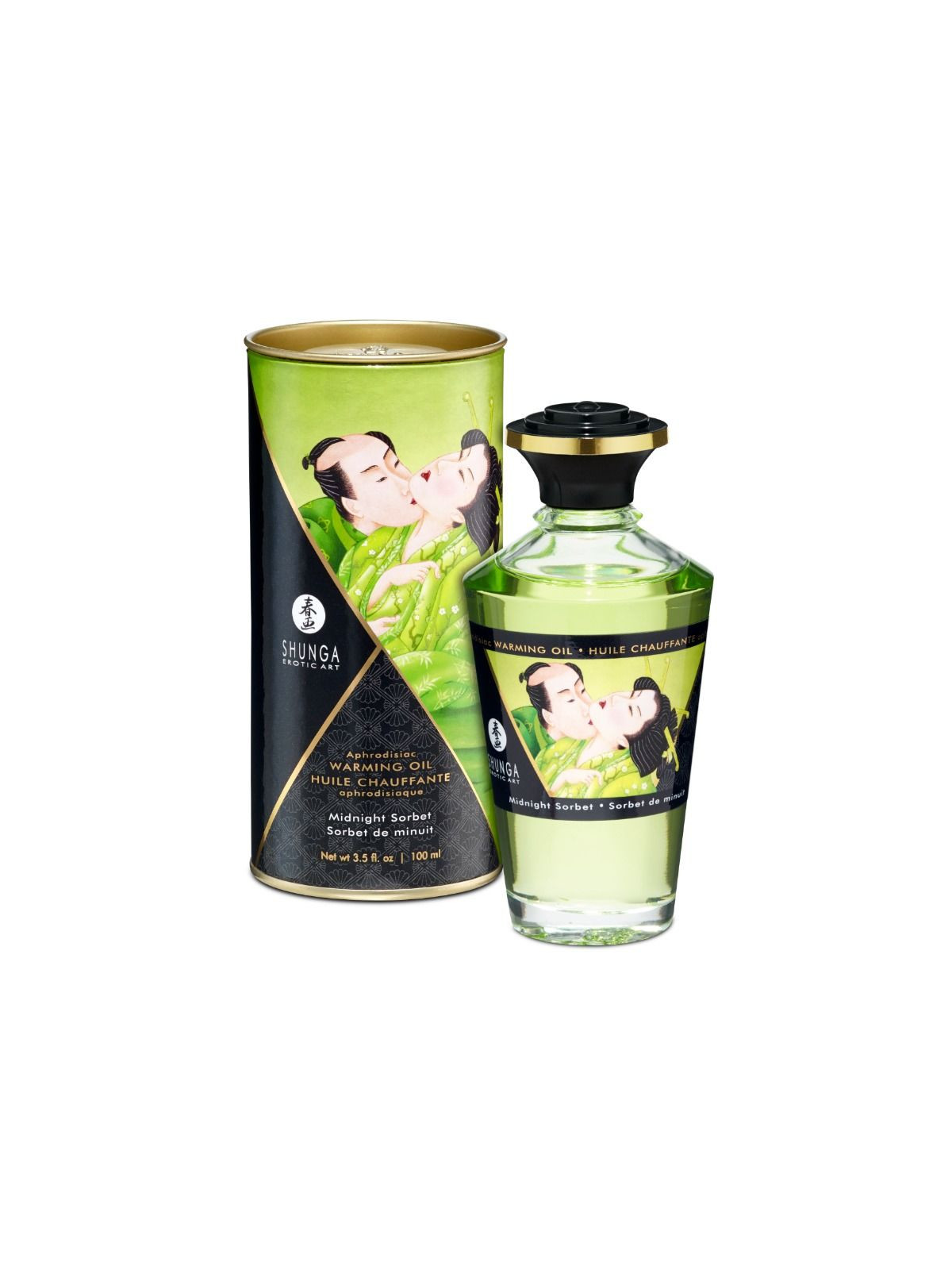 SHUNGA - OLIO DA MASSAGGIO CON EFFETTO CALORE GUSTO SORBETTO DI MEZZANOTTE 100 ML