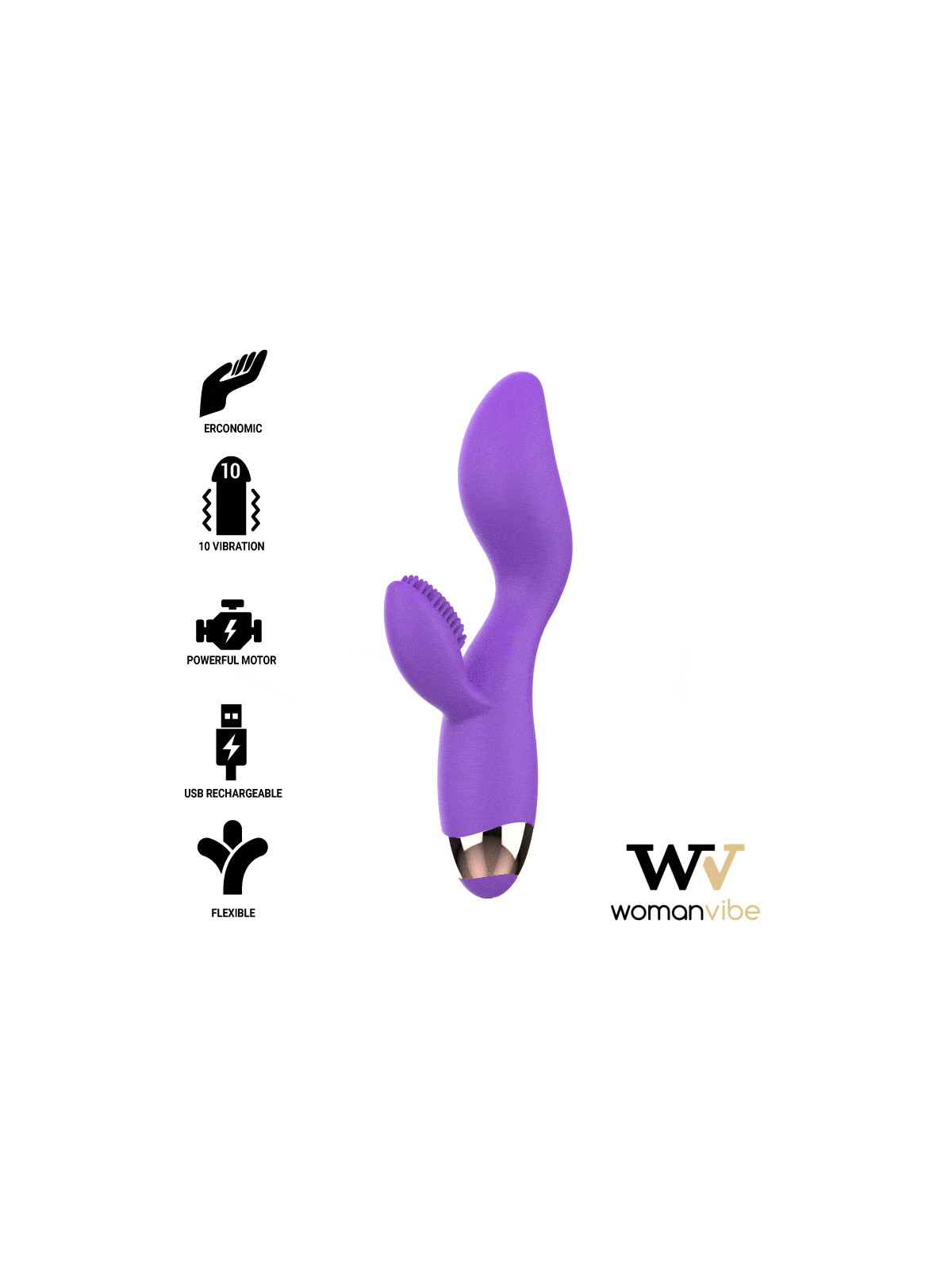 WOMANVIBE - VIBRATORE IN SILICONE RICARICABILE DONNA